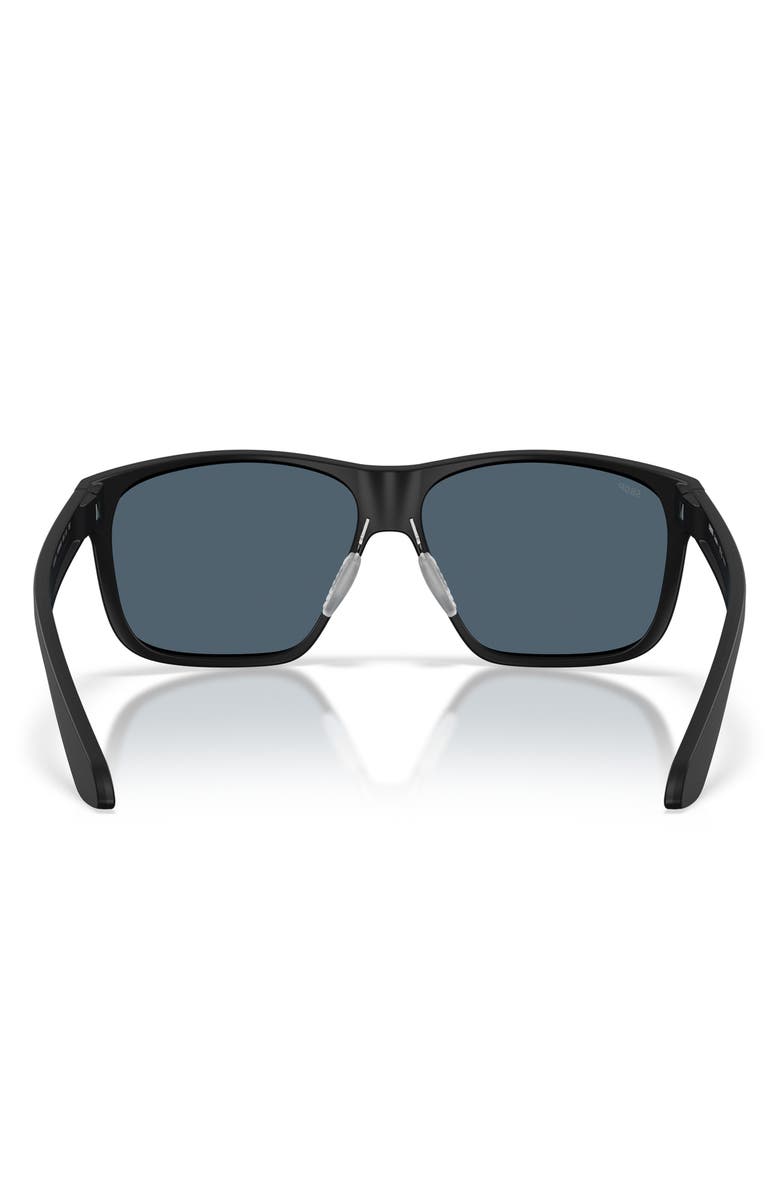 Costa Del Mar Trades 60mm Polarized Square Sunglasses, Alternate, color, Matte Black / Gray 580P