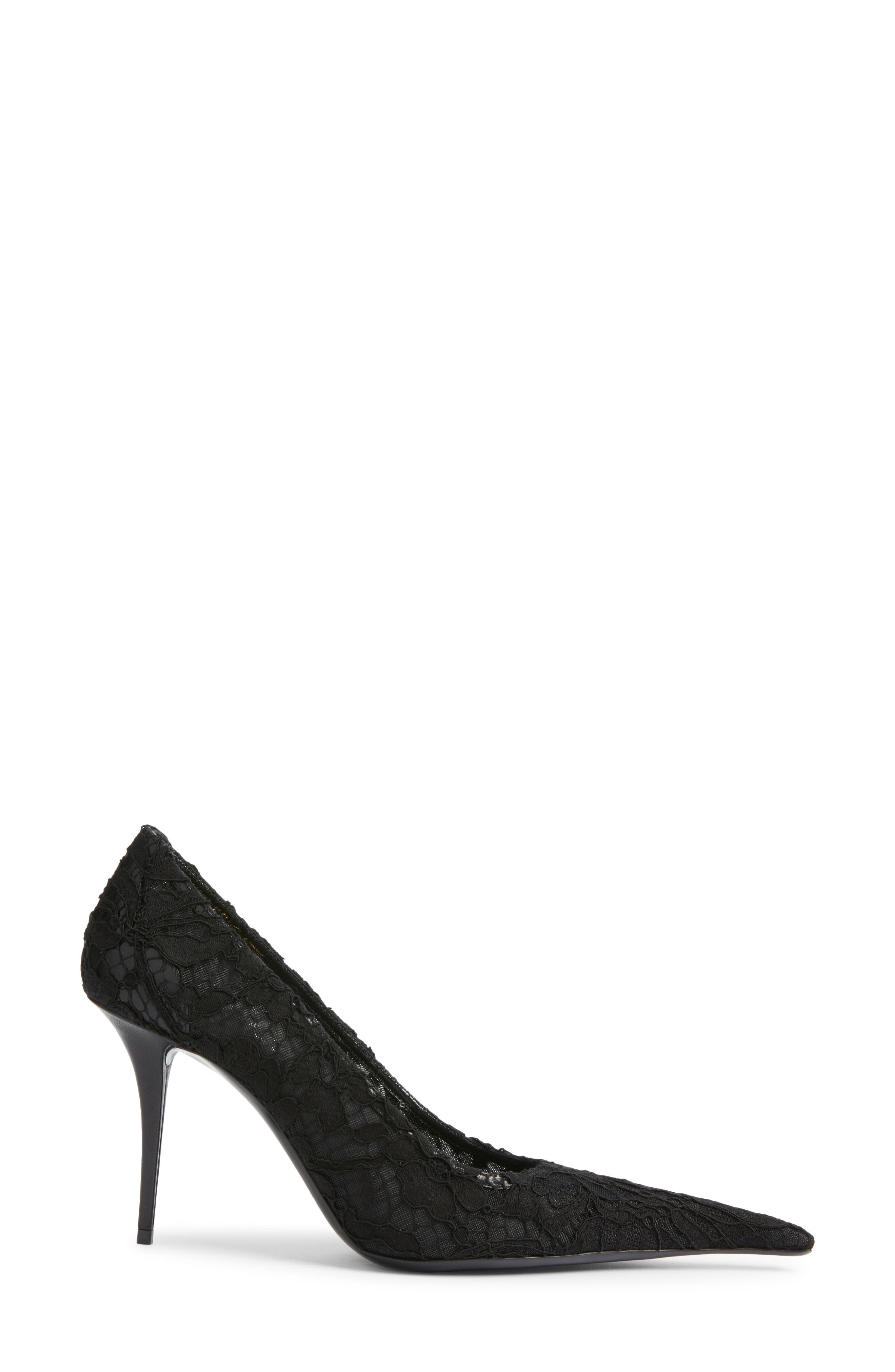 Saint Laurent Thierry Pointy Toe Lace Pump, Alternate, color, Noir