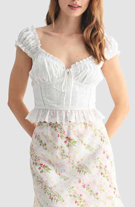 All in Favor Mix Media Cotton Eyelet Top