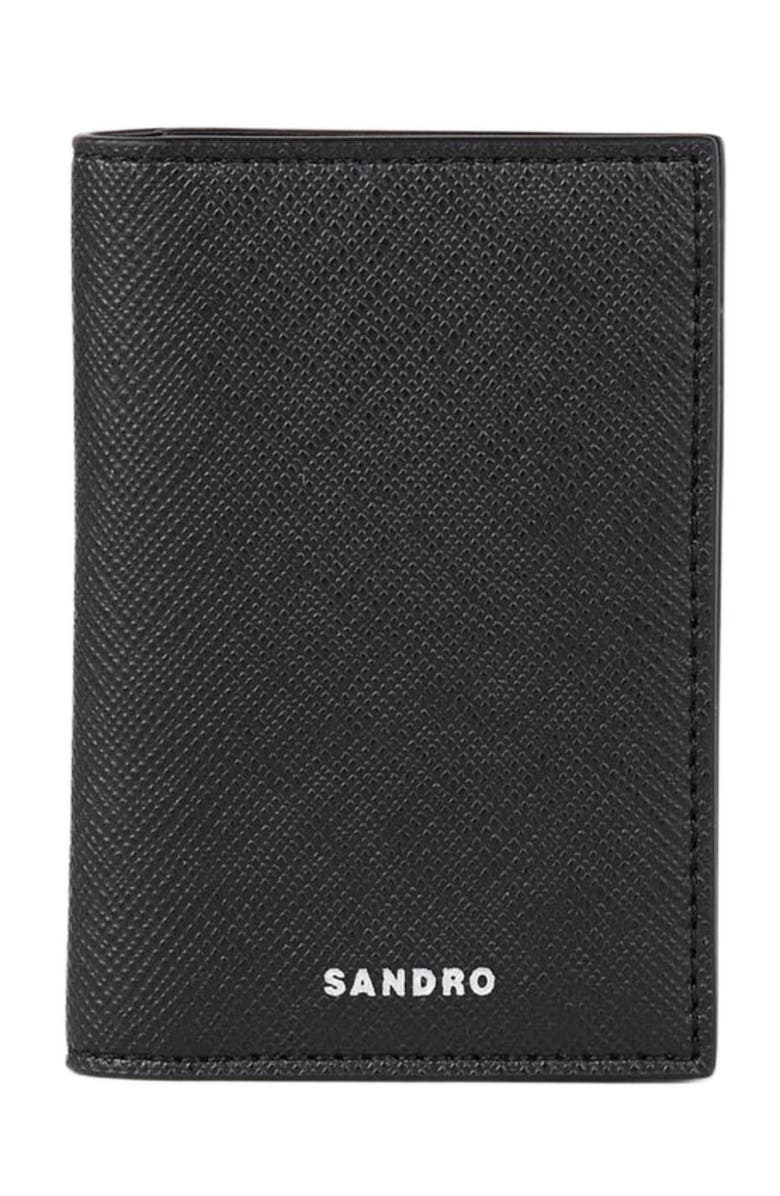 SANDRO Reconstituted leather leather wallet, Alternate, color, Black
