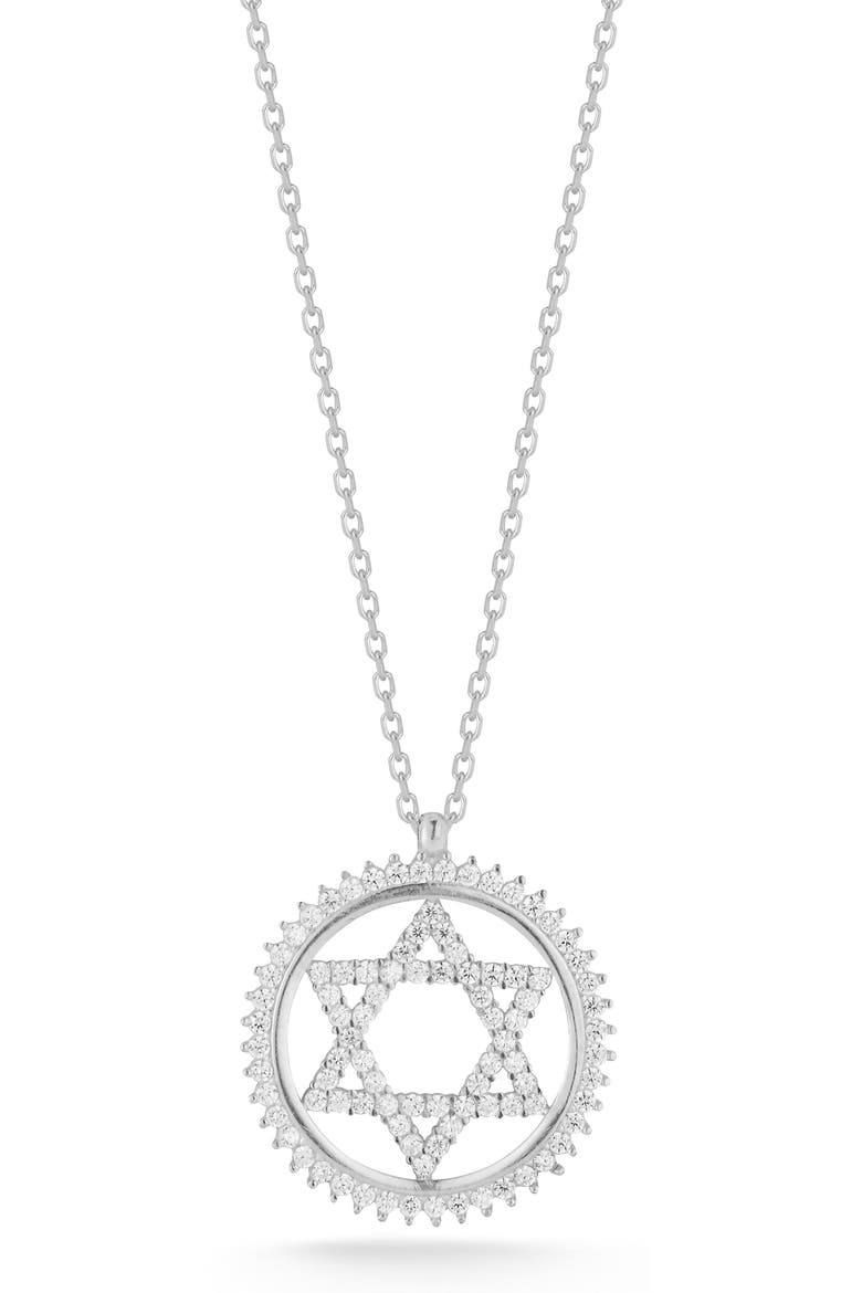 Cubic Zirconia Star of David Pendant Necklace, Main, color, SILVER