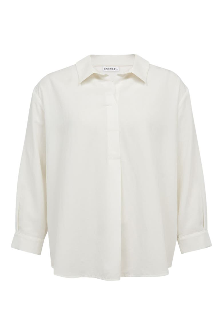 Linen Blend Relaxed Blouse, Alternate, color, CHALK