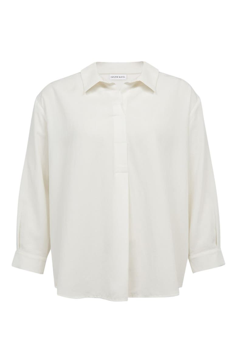 Celtic & Co. Linen Blend Relaxed Blouse, Alternate, color, Chalk