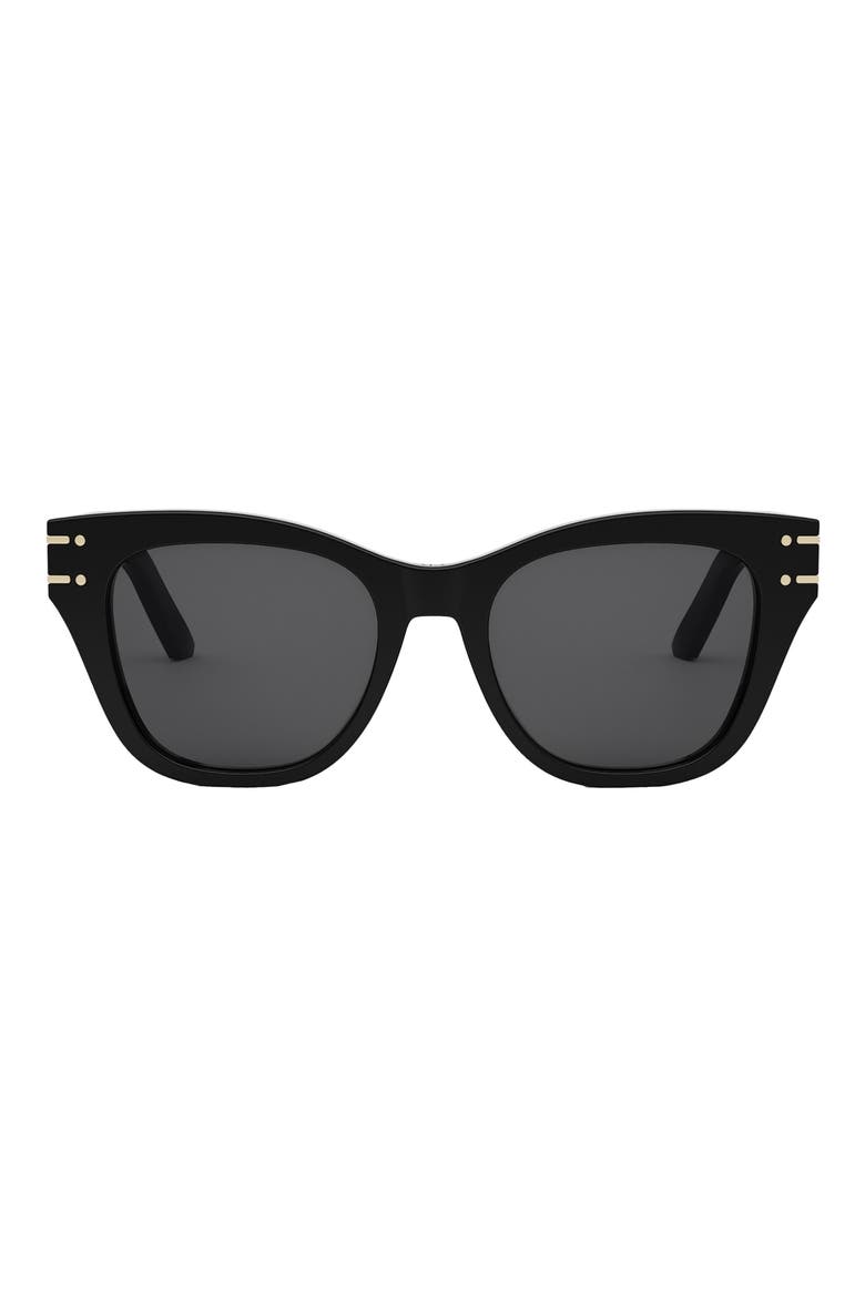 'DiorSignature B4I 52mm Butterfly Sunglasses, Main, color, SHINY BLACK / SMOKE
