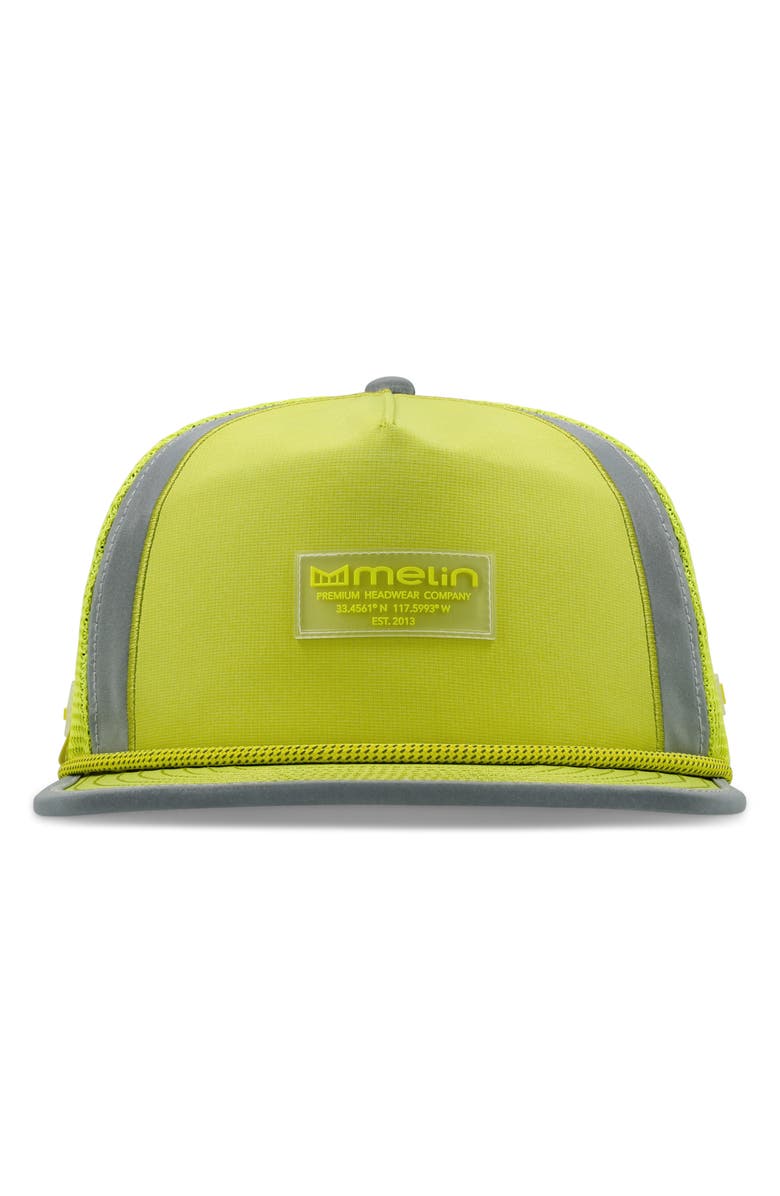 Melin Coronado Links Trashed Hydro Snapback Ball Cap, Alternate, color, Safety Green