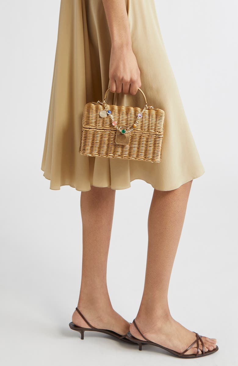 JUDITH LEIBER COUTURE Isla Wicker Top Handle Bag, Alternate, color,