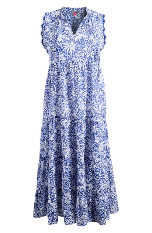 Vince Camuto Tiered Cotton Maxi Dress In Deep Blue