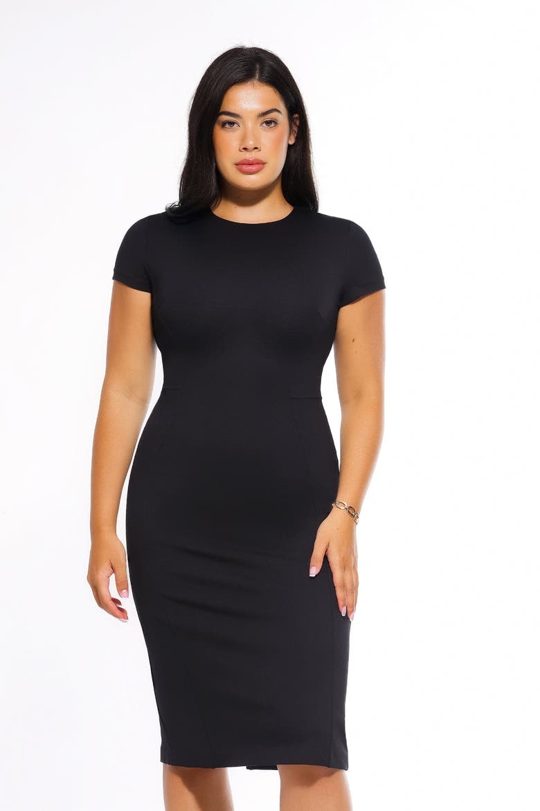 SculptWear Workwear Fitted Dress, Main, color, Midnight Black