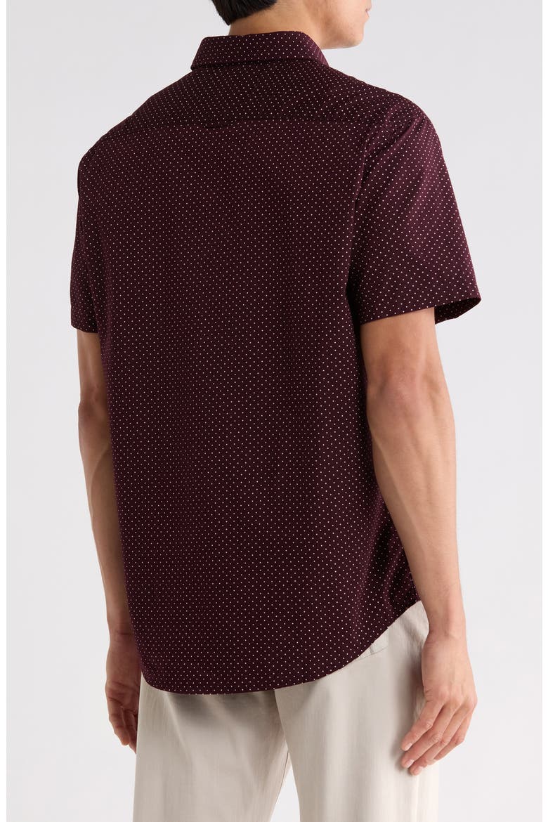 Dot Print Button-Down Shirt, Alternate, color, BURGANDY