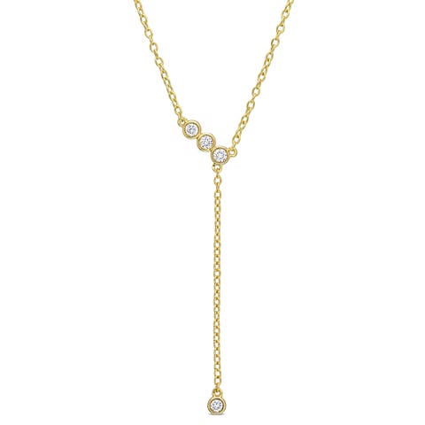 Lab-Grown Diamond Lariat Necklace 18k Gold Plated