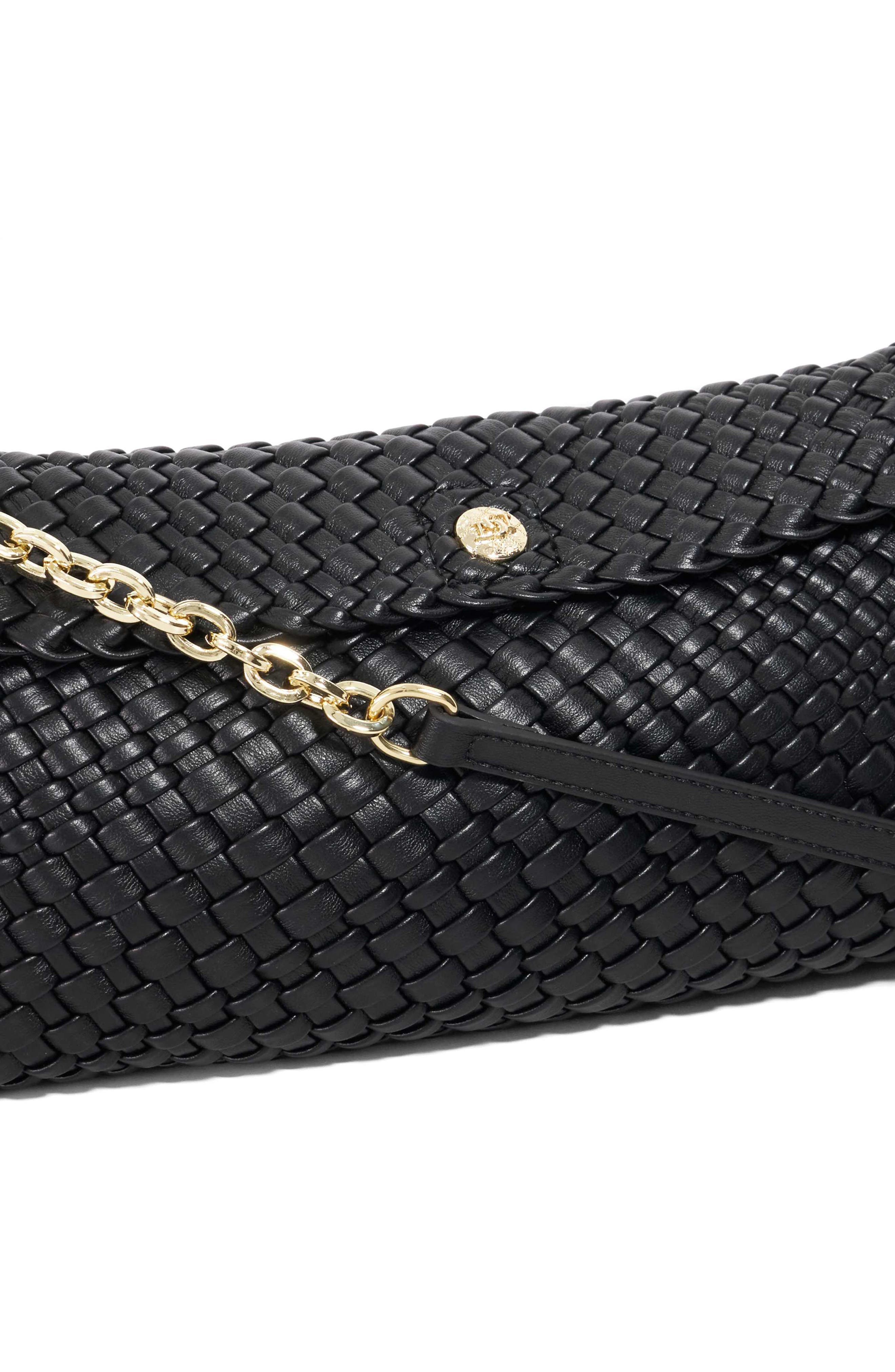 Dune London Encourage Us Woven Faux Leather Clutch, Alternate, color, Black