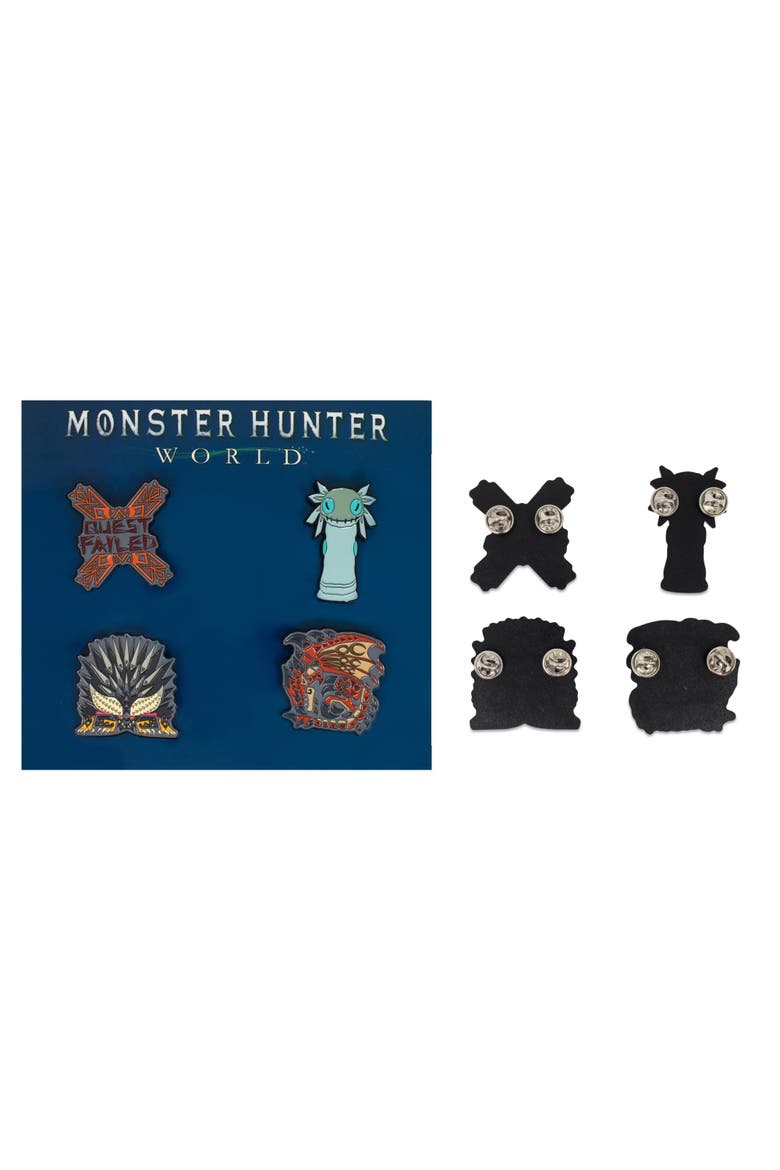 Monster Hunter World Collectible Enamel Pins | Set of 4 | Toynk Exclusive, Alternate, color, Blue