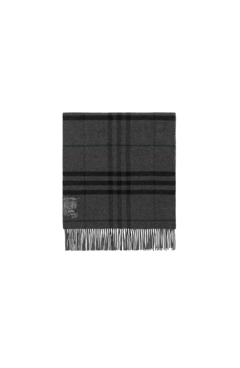 Burberry Wide Reversible Check Cashmere Scarf, Alternate, color, Charcoal Grey/Vine Green
