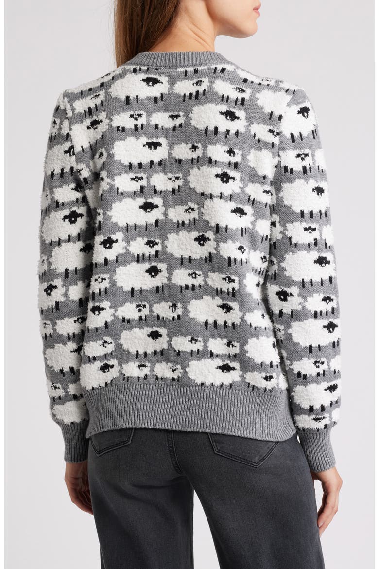 Sheep Jacquard Sweater, Alternate, color, CHARCOAL/WHITE