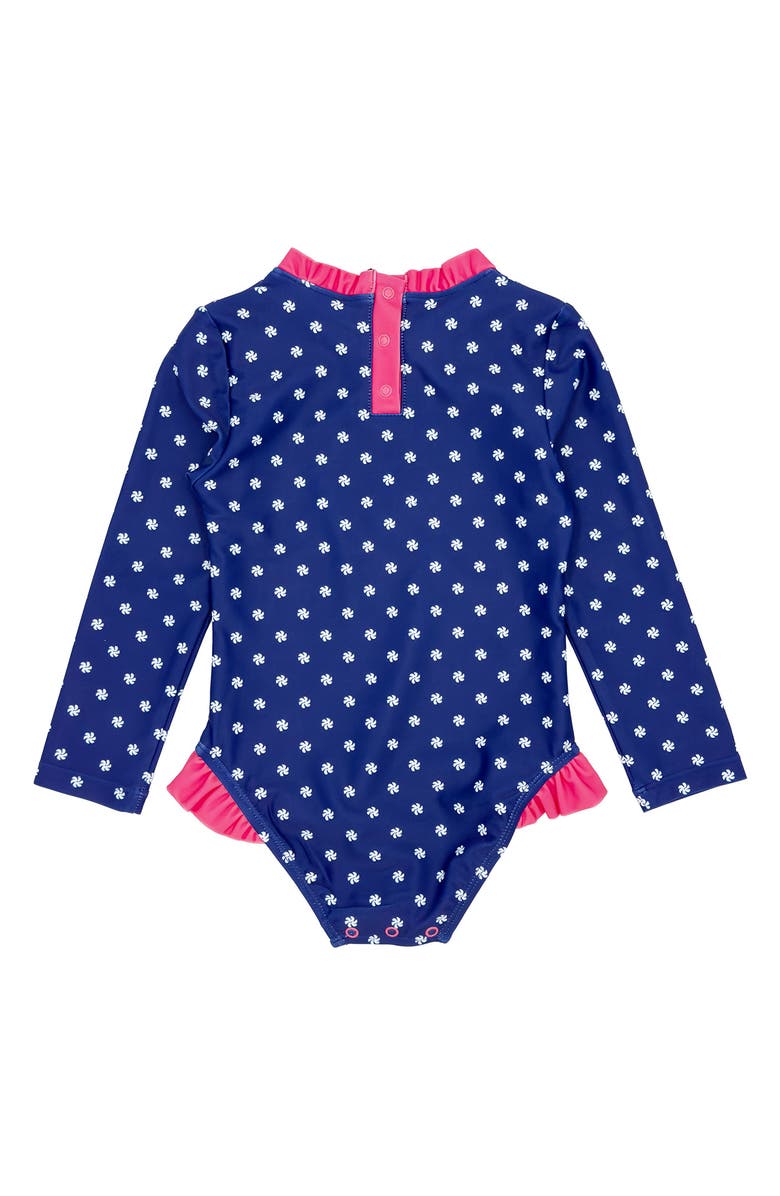 Feather 4 Arrow Frill Chaser One-Piece Rashguard Swimsuit, Alternate, color, 