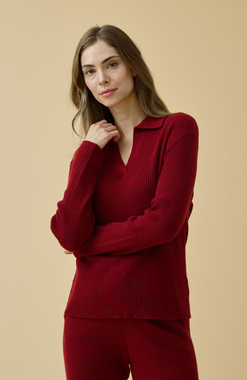 Kip. Kip Merino Cashmere Lounge Sweater In Red