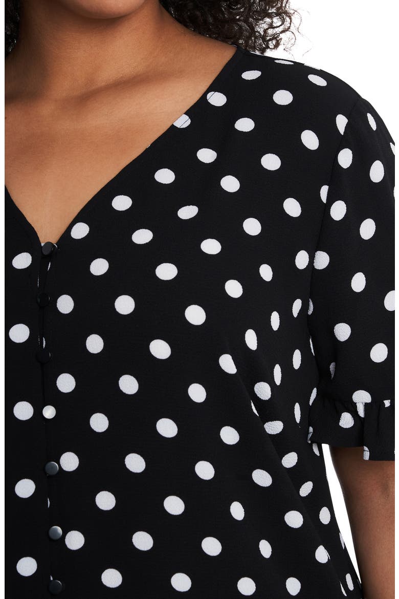 Disco Dot Ruffle Sleeve Top, Alternate, color, RICH BLACK