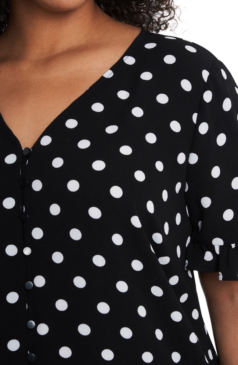 CeCe Disco Dot Ruffle Sleeve Top, Alternate, color, 