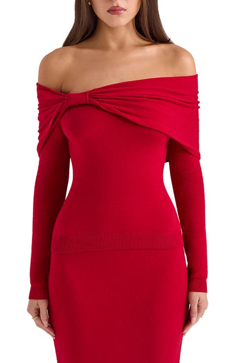 Amaryllis Off the Shoulder Sweater