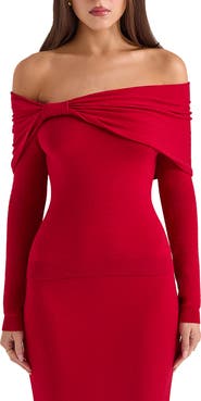 HOUSE OF CB Amaryllis Off the Shoulder Sweater