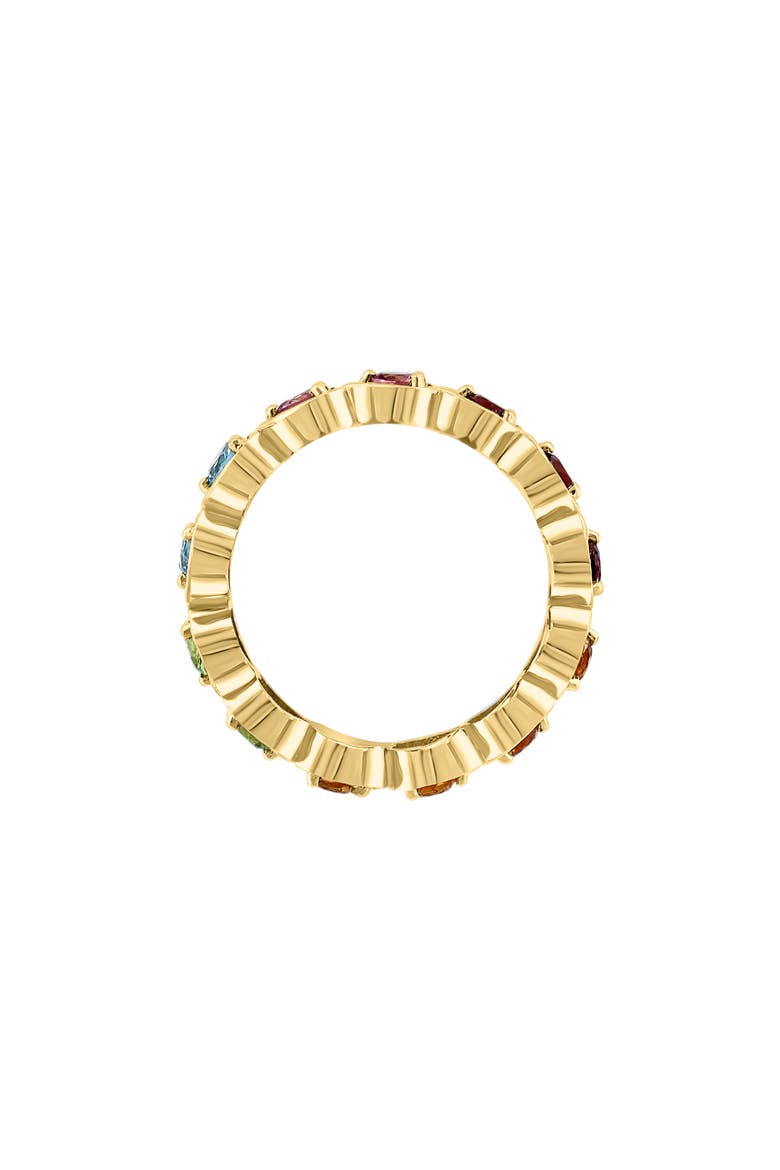 14K Yellow Gold Semiprecious Stone Heart Band Ring, Alternate, color, PINK/ GREEN/ BLUE MULTI