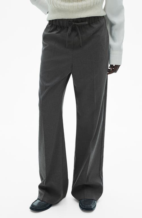 Shop Mango Pull-on Relaxed Straight Leg Pants In Grey