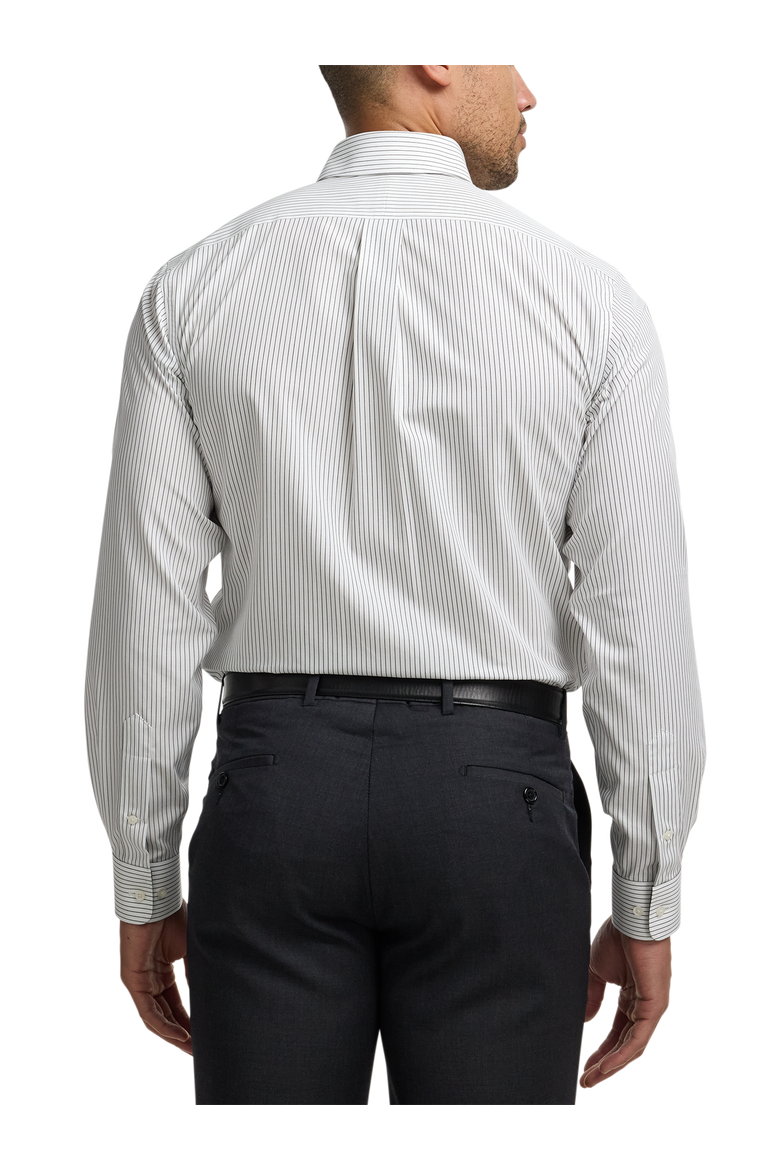 Cotton Buttondown Collar Broadcloth Classic Contrast Trim Button Cuff Long Sleeve Shirt, Alternate, color, Black