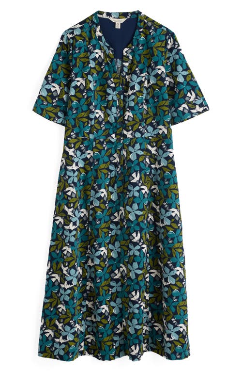 Seasalt Cornwall Wightwick Floral Organic Cotton Denim Midi Dress In Headland Collage Mix