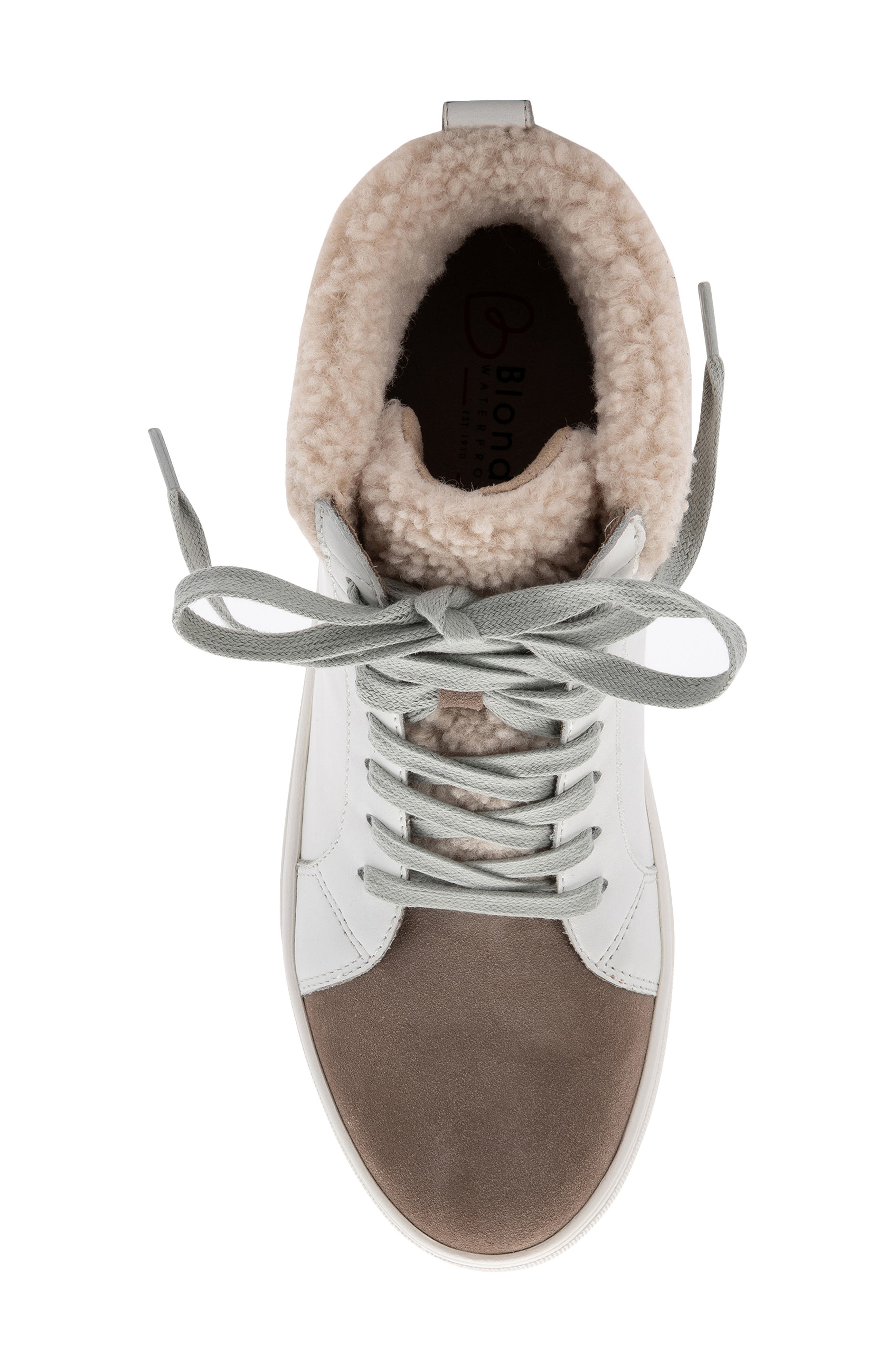 Gulia Waterproof Faux Fur Mid Sneaker, Alternate, color, WHITE LEATHER