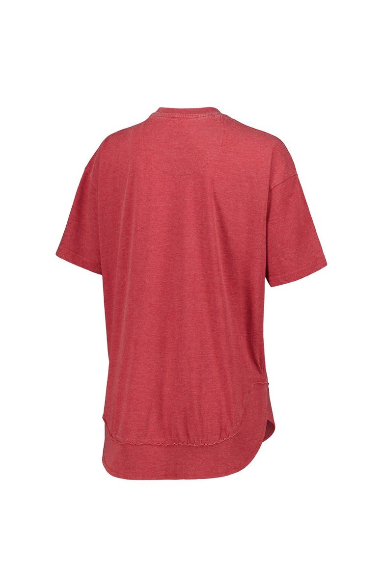 PRESSBOX Women's Pressbox Heather Crimson Indiana Hoosiers Vintage Wash Poncho Captain T-Shirt, Alternate, color, 