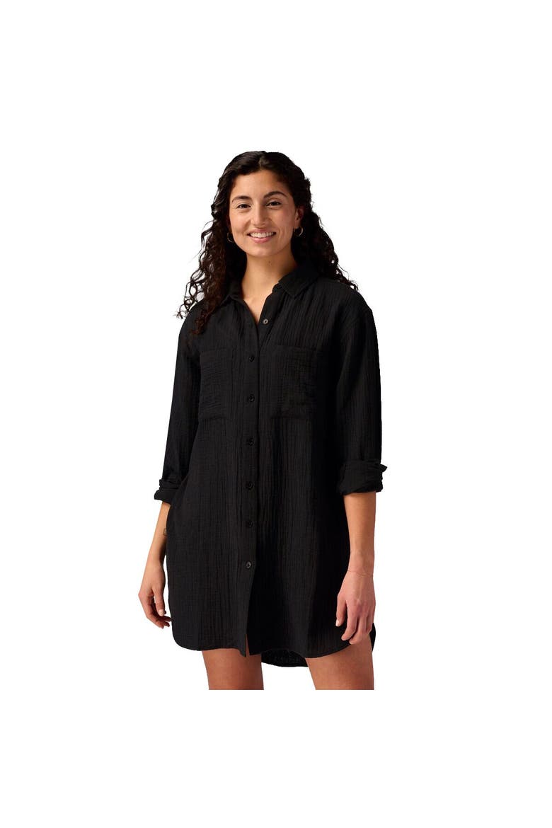 Long Cotton Gauze Long-Sleeve Button-Down - Women's, Alternate, color, Black