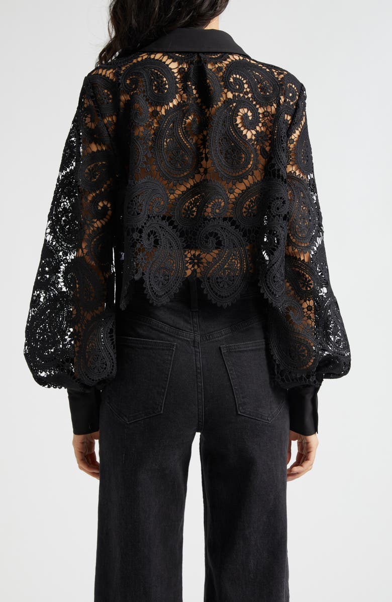 L'AGENCE Odelia Allover Lace Crop Button-Up Shirt | Nordstrom