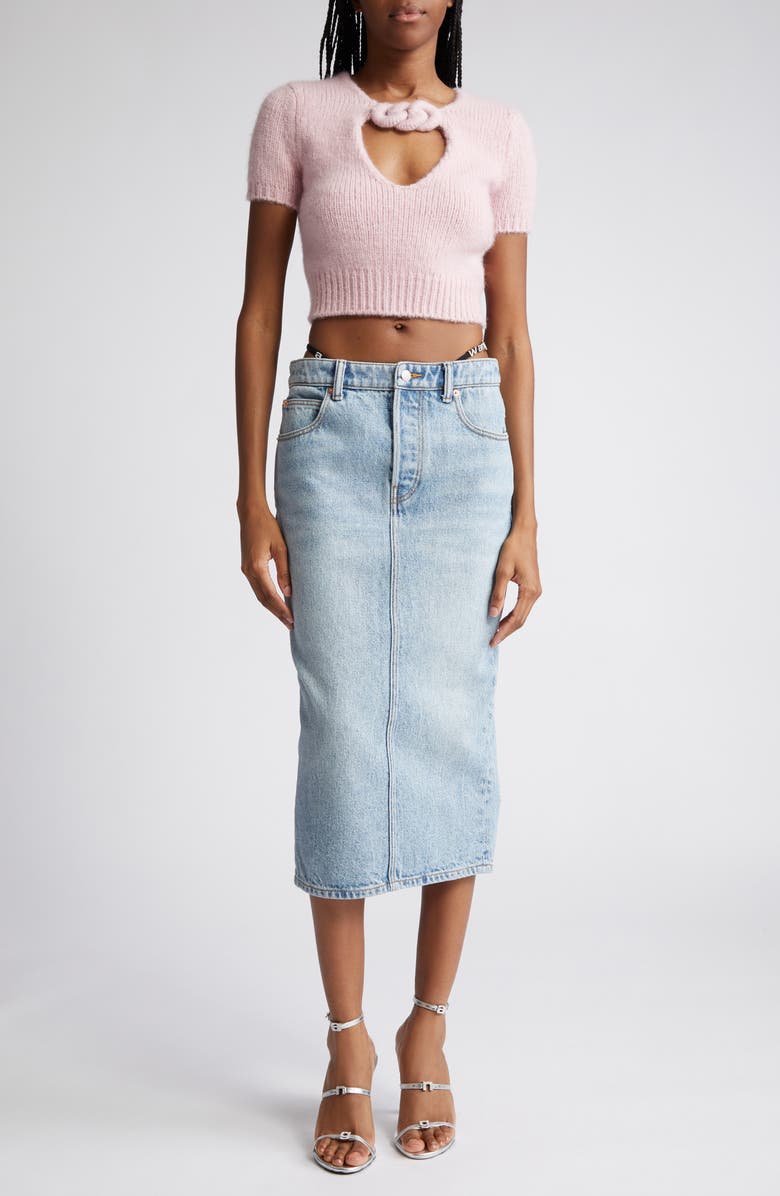 Alexander Wang Chain Link Detail Alpaca Blend Crop Sweater, Alternate, color,