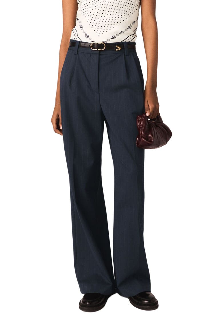 Striped suit trousers, Main, color, Navy