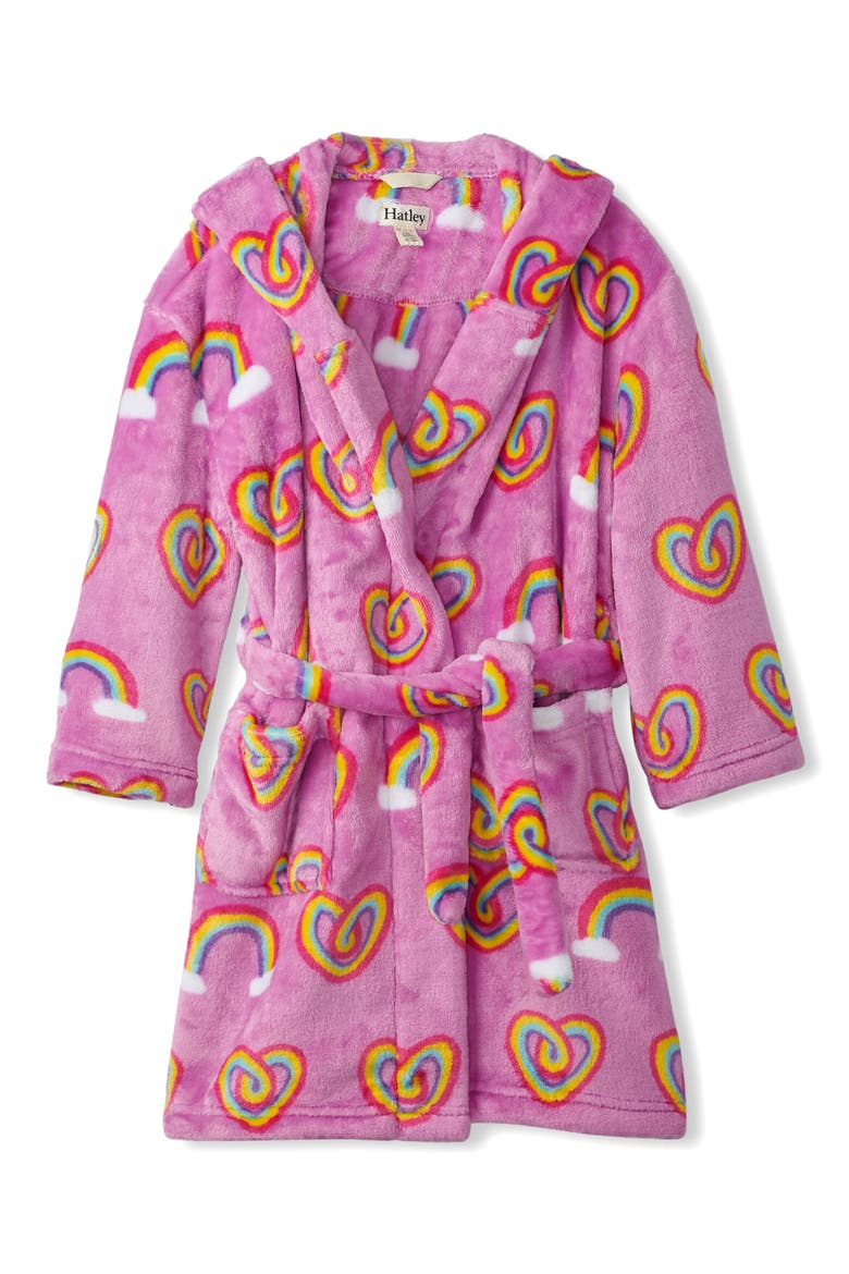 Kids' Rainbow Hearts Hooded Robe, Main, color, PINK