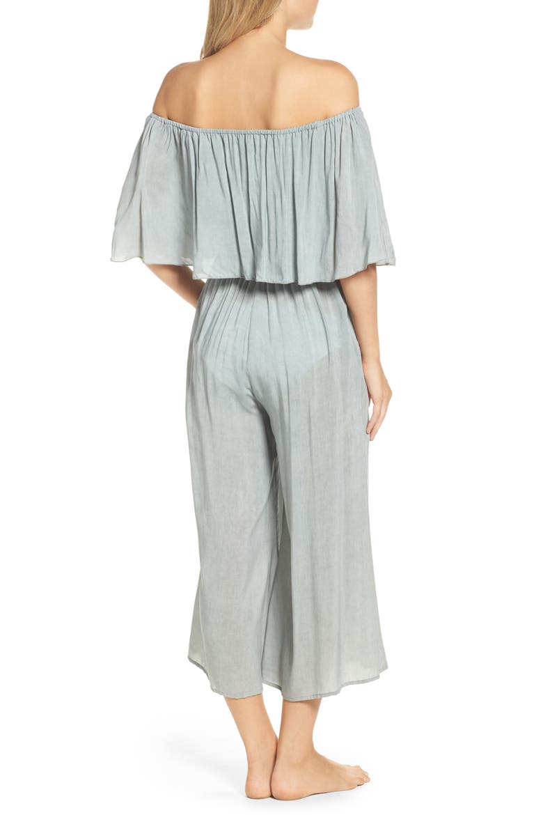 Off the Shoulder Cover-Up Jumpsuit, Alternate, color, SEAFOAM
