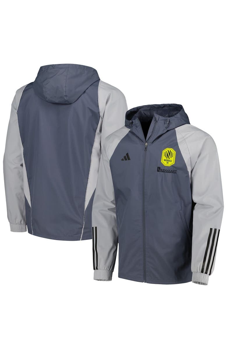 adidas Men's adidas Charcoal Nashville SC All-Weather Raglan Hoodie Full-Zip Jacket, Main, color, Charcoal