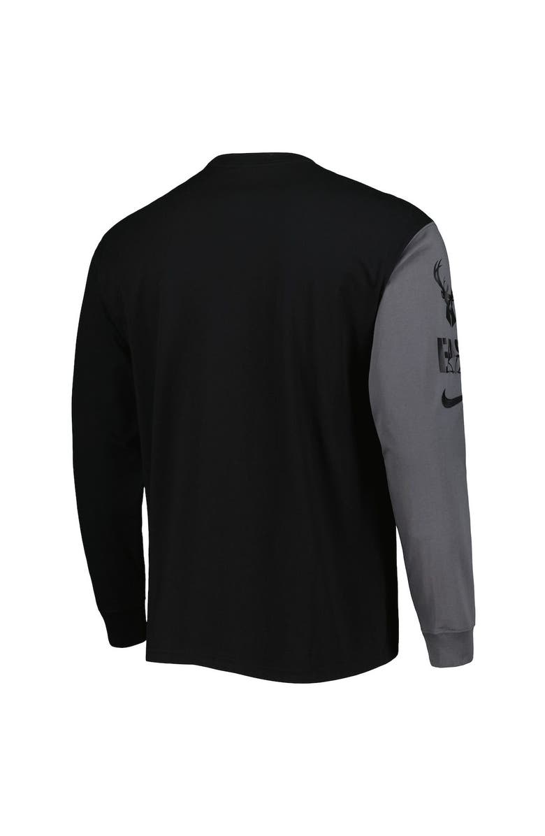Nike Men's Nike Black Milwaukee Bucks Courtside Versus Flight MAX90 Long Sleeve T-Shirt, Alternate, color, Black
