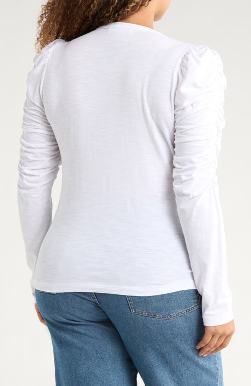 Renee C Long Puff Sleeve Top In White