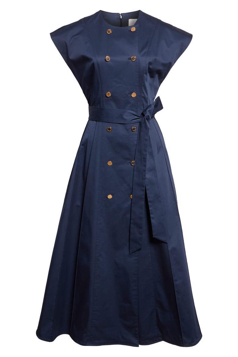 Double Breasted Stretch Sateen Shirtdress, Alternate, color, MIDNIGHT