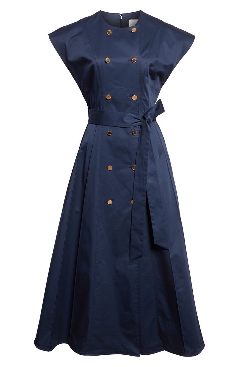 Carolina Herrera Double Breasted Stretch Sateen Shirtdress, Alternate, color, Midnight