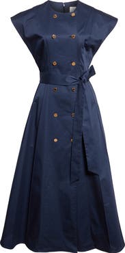 Carolina Herrera Double Breasted Stretch Sateen Shirtdress