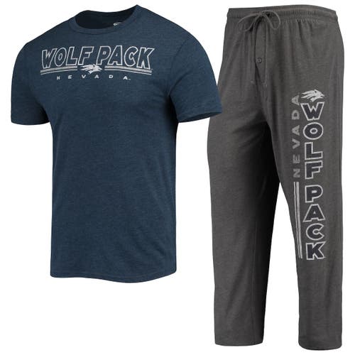 Men's Concepts Sport Heathered Charcoal/Navy Nevada Wolf Pack Meter T-Shirt & Pants Sleep Set in Heather Charcoal at Nordstrom, Size Large