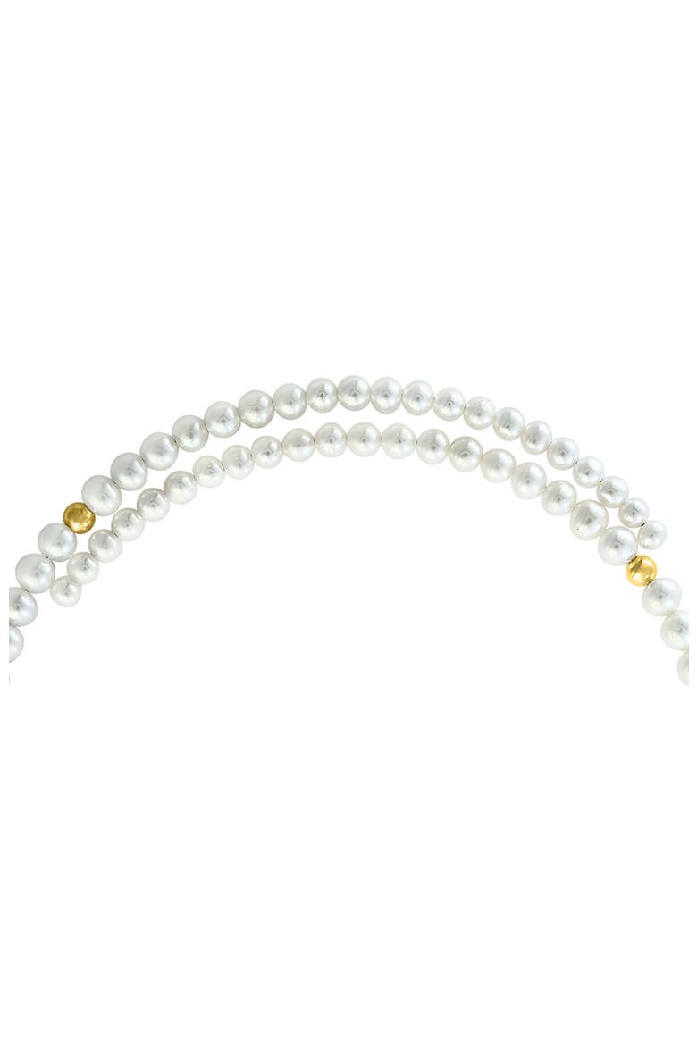 14K Yellow Gold Freshwater Pearl & Gold Bead Strand Necklace, Alternate, color, 14K Gold