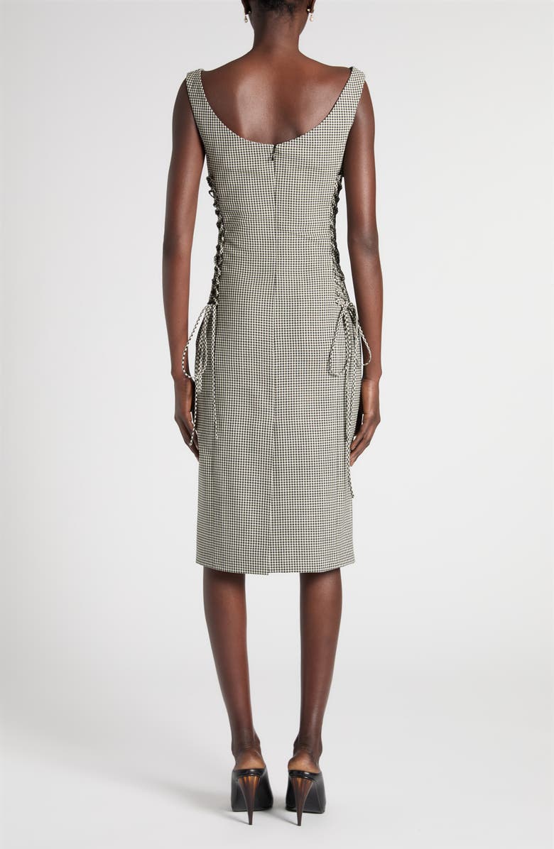 McQueen Check Corset Lace-Up Wool Sheath Dress, Alternate, color, Black/ Ivory