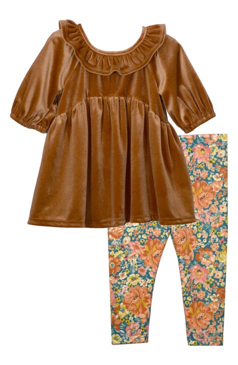 Kids' Velvet Babydoll Top & Leggings Set (Little Kid)