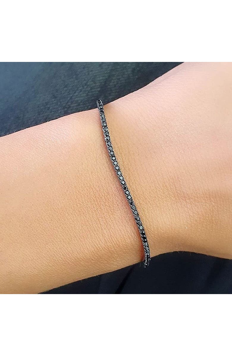 Spero London Sterling Silver Mini Black Tennis Bracelet, Alternate, color, Silver