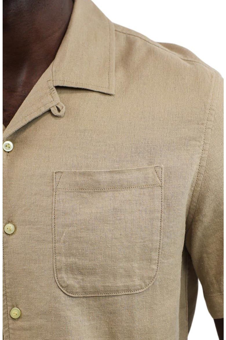 Suffolk Linen Blend Camp Shirt, Alternate, color, TAN