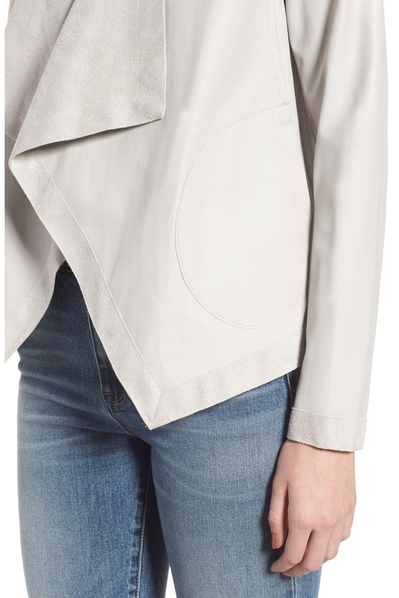 BB Dakota Teagan Reversible Faux Leather Drape Front Jacket, Alternate, color, THUNDERSTORM
