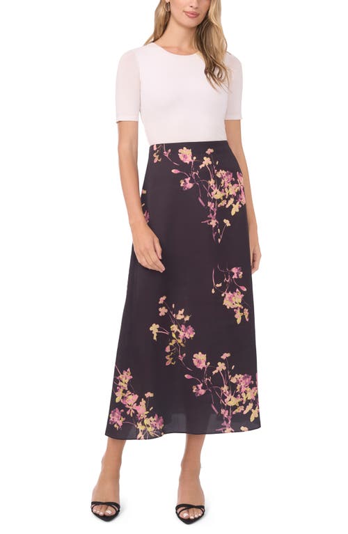 Vince Camuto Floral Midi Skirt In Gold